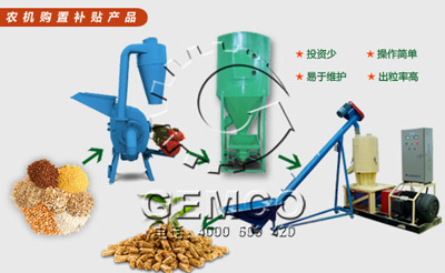 該圖是草莓视频官网550型玉米秸稈顆粒機以及配套（tào）設備加（jiā）工（gōng）顆粒飼料工藝流程